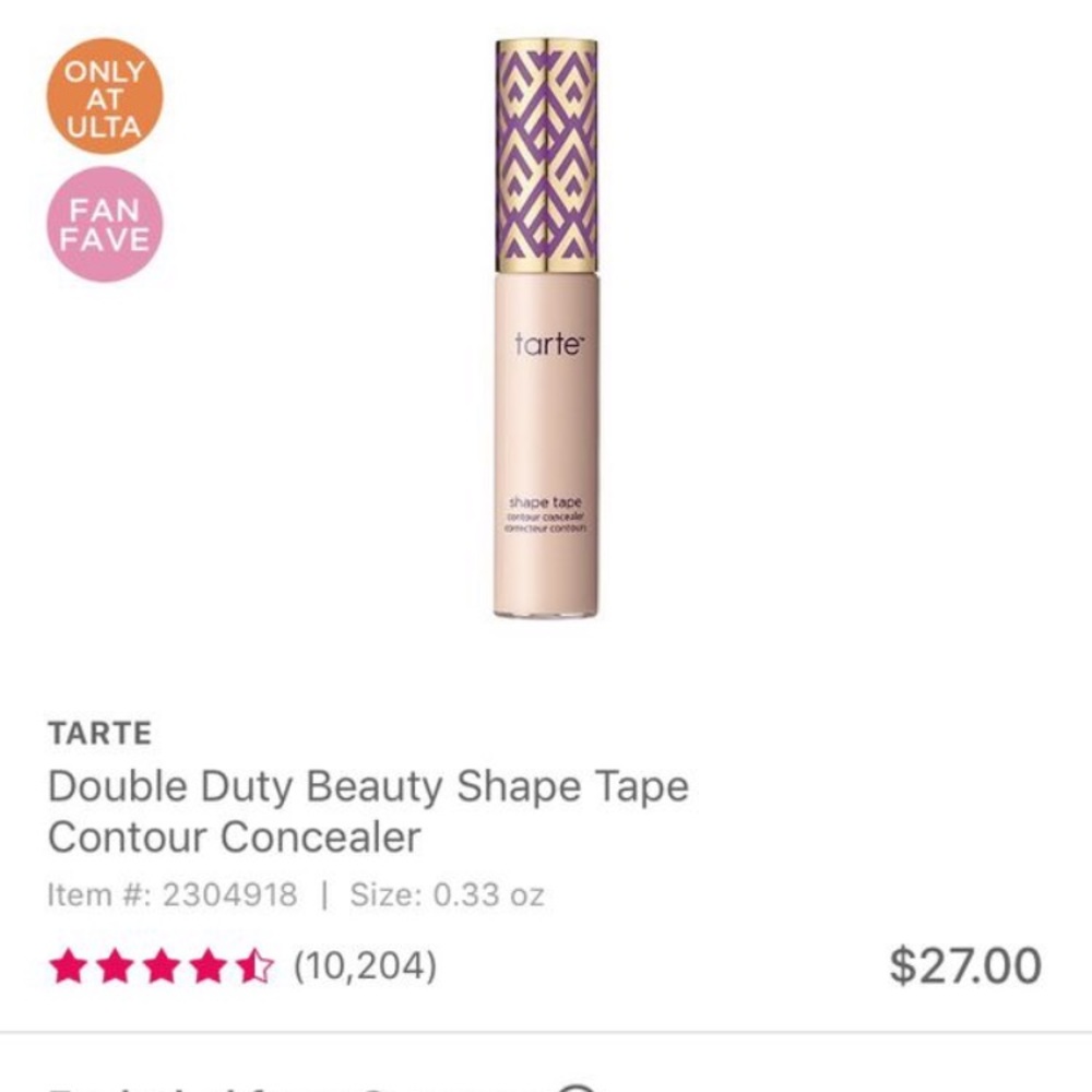 Tarte double duty shape tape concealer